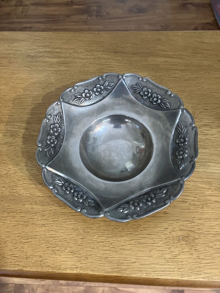 Vintage Godinger Silver Plated Foral Candy Dish