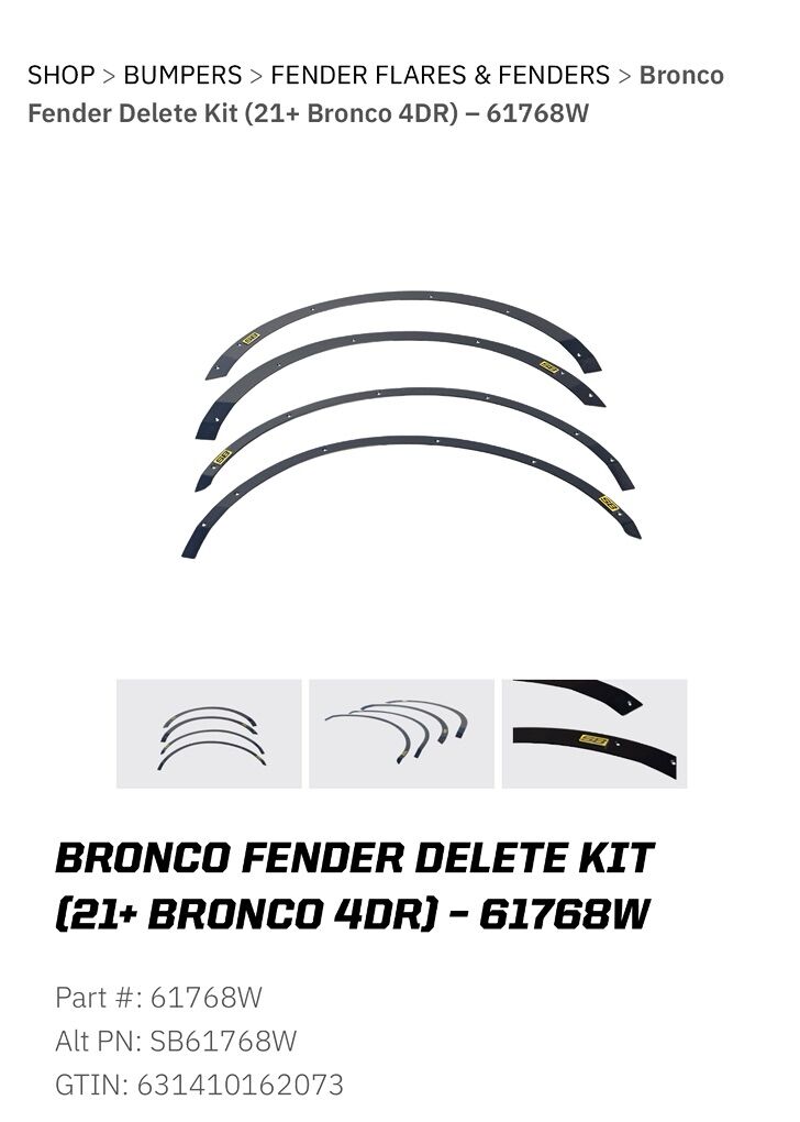 Ford Bronco Fender Delete Kit