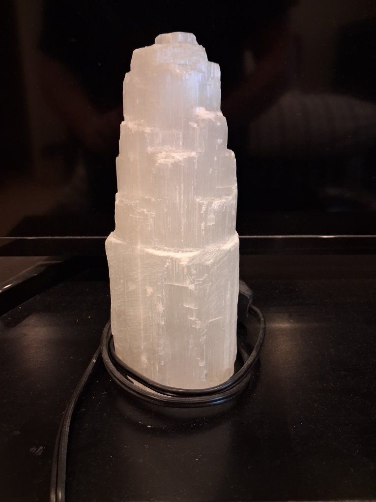 Selenite Crystal Lamp White Tower Shape