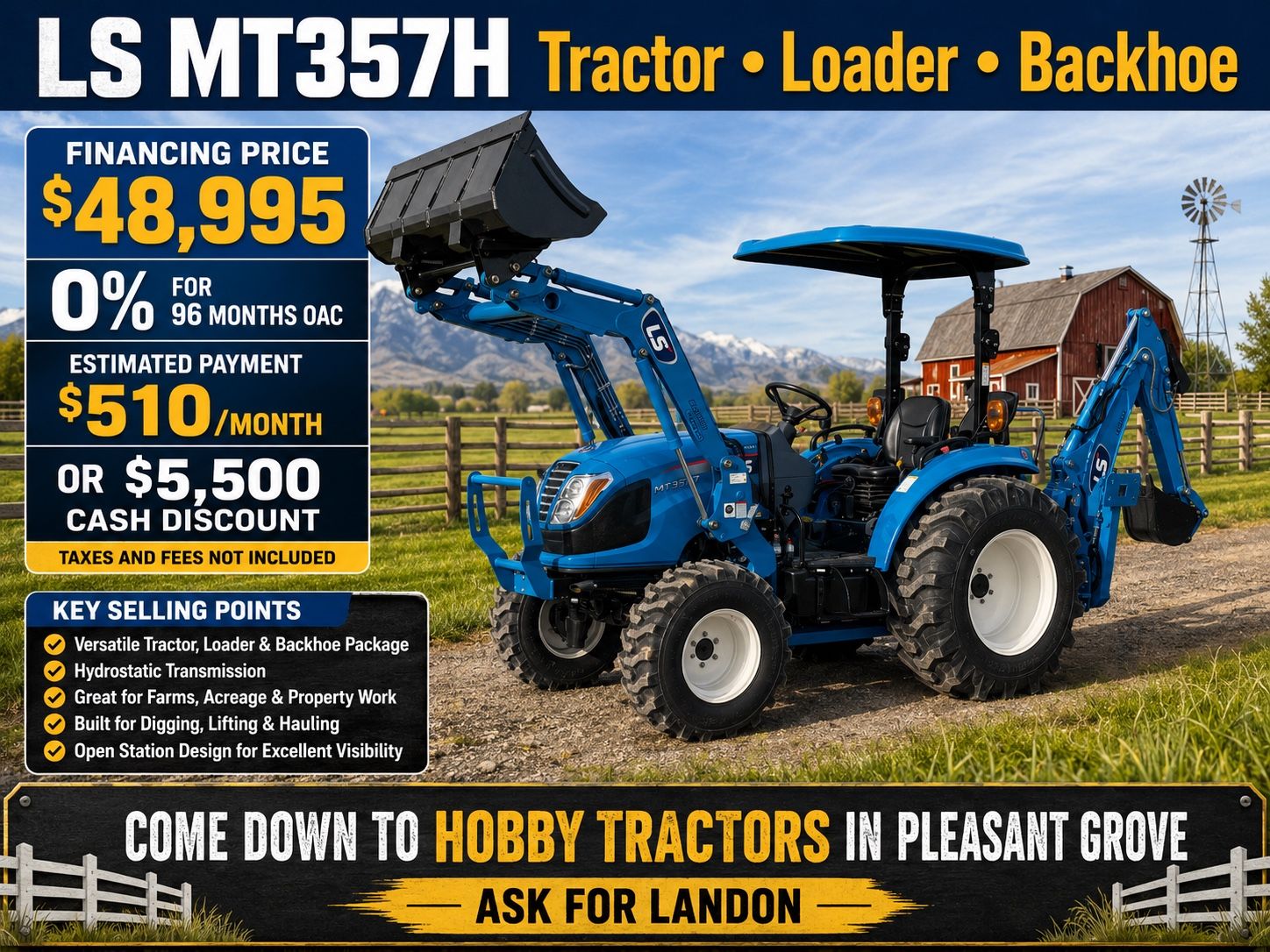 New LS MT357H Tractor, Loader, Backhoe
