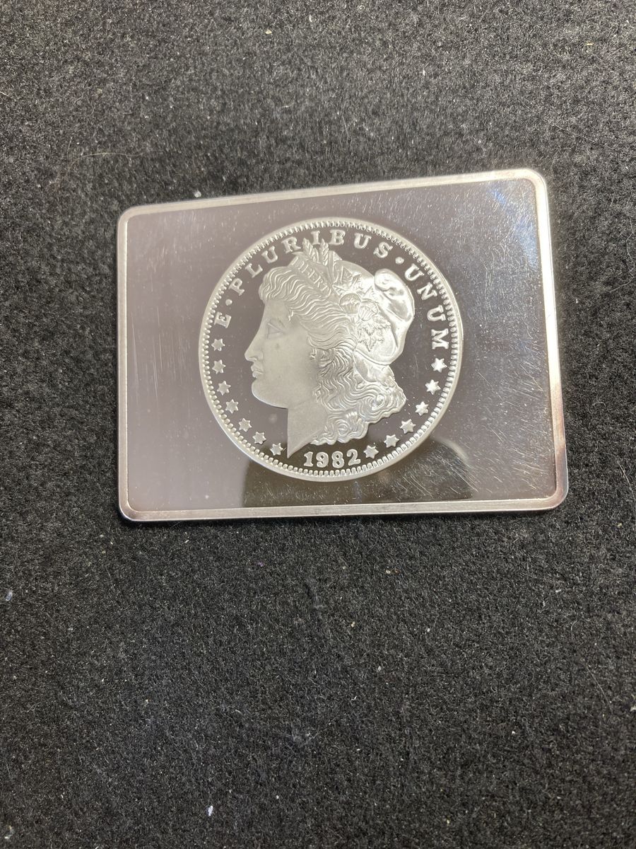 Rare 1982 .999 Silver Bar ~ Proof Morgan Dollar Design - 2 Troy Ounces