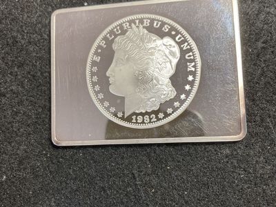 Rare 1982 .999 Silver Bar ~ Proof Morgan Dollar Design - 2 Troy Ounces