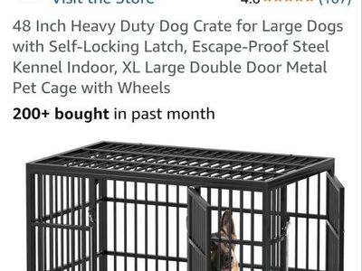48" Heavy Duty Dog Crate XL Large double Door Metal Pet Kennel with Wheels - Brand New