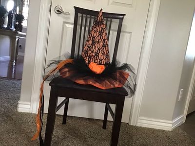 Halloween Witch Hat Orange & Black Lace Costume Accessory for Adults