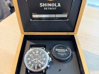 Shinola Runwell Chronograph 47mm – Black Dial – Full Kit
