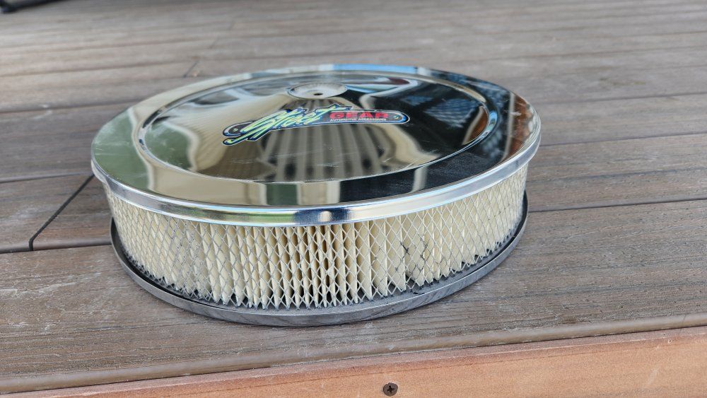 Street Gear 14" Chrome Round Air Cleaner Assembly with Filter & Base - Used, Excellent Condition