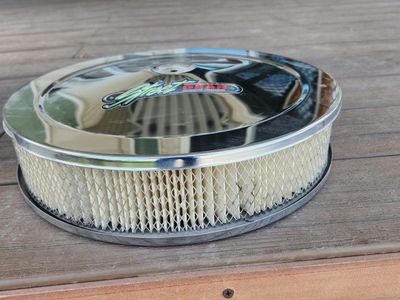 Street Gear 14" Chrome Round Air Cleaner Assembly with Filter & Base - Used, Excellent Condition