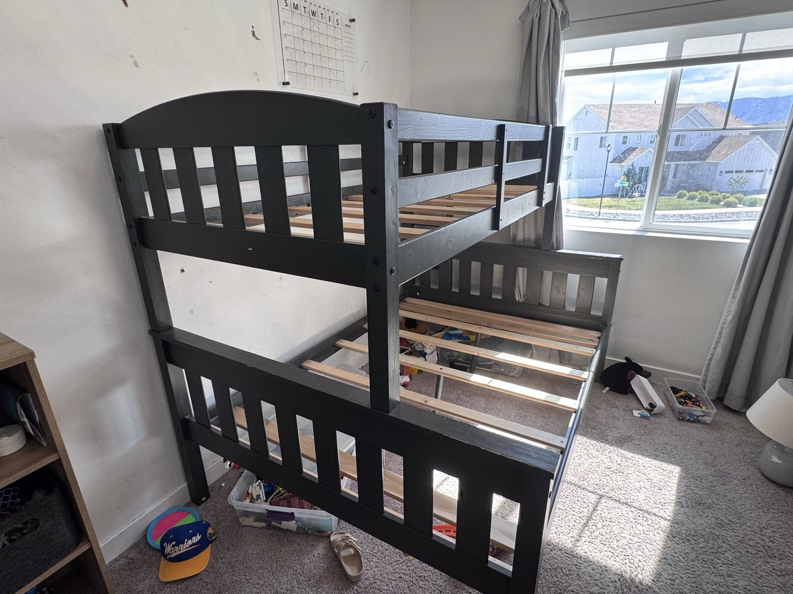 Twin Over Full Bunk Bed - Dark Grey Wood