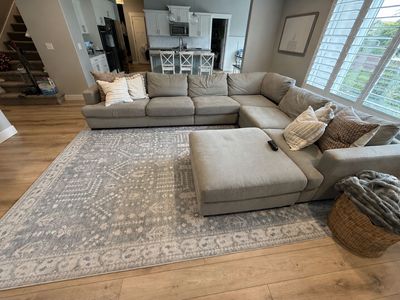 Large Gray Sectional Sofa with Ottoman