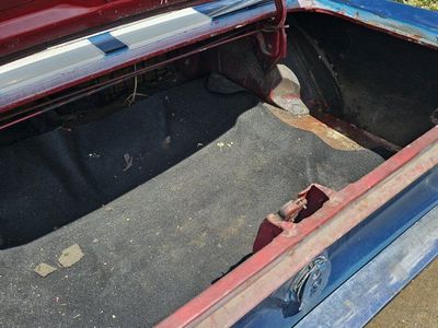 Classic Blue Ford Mustang Project Car with White Racing Stripes
