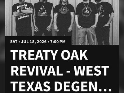 Treaty Oak Revival: West Texas Degenerate Tour - 2 Official Platinum Tickets, Sec 103 Row G