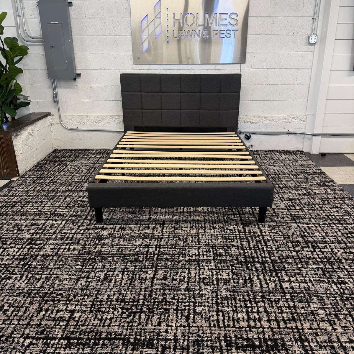 COSTCO FABRIC UPHOLSTERED BEDFRAME, FULL SIZE!!