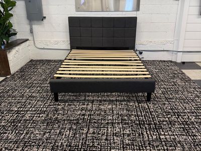 COSTCO FABRIC UPHOLSTERED BEDFRAME, FULL SIZE!!
