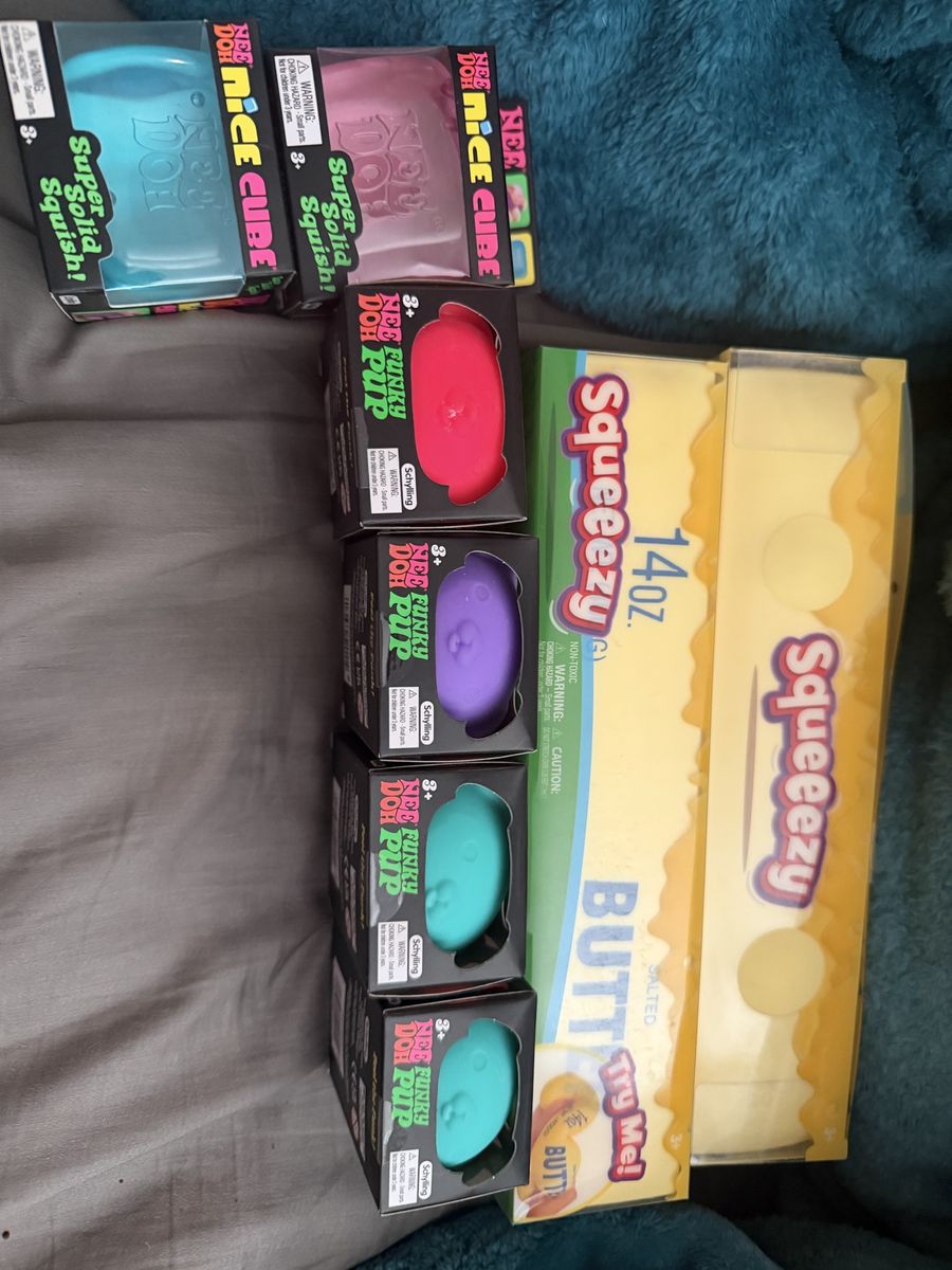 Schylling NeeDoh Sensory Toy Bundle - Nice Cube, Funky Pup & Squeeezy Butter