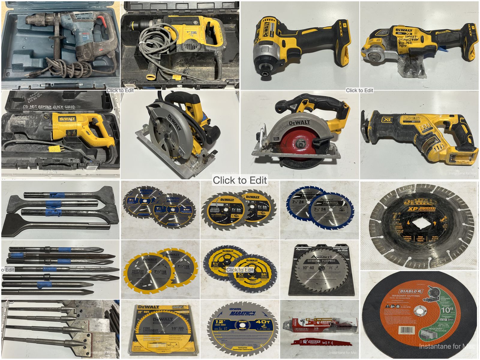 UP TO 70% OFF! New & Used Power Tools - DeWalt & Bosch - Drills, Saws, Chargers, Blades, Accessories