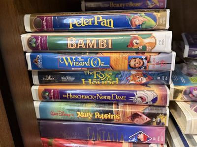 Vintage Disney VHS Tape Lot: Peter Pan, Bambi, Fox and the Hound, Mary Poppins & More Classic Films