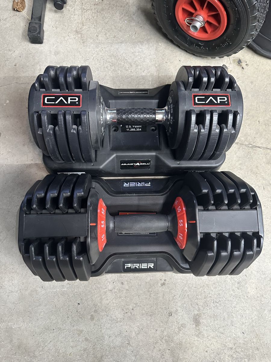 Adjustable 55 lb dumbell pair