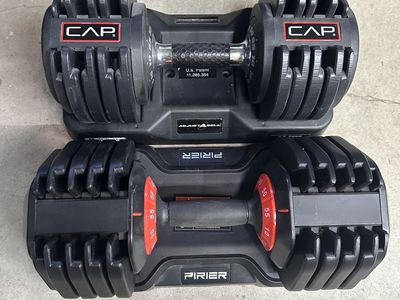 Adjustable 55 lb dumbell pair