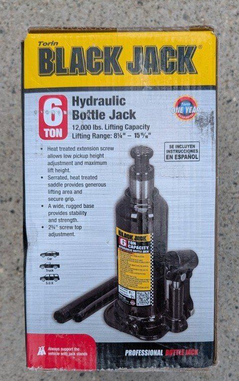 Brand New-Black Jack 6 Ton Hydraulic Bottle Jack 12,000 lbs Capacity