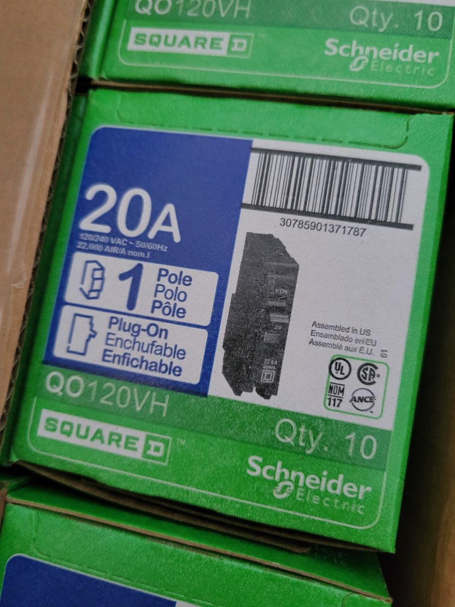 Square D-20A Single Pole breakers