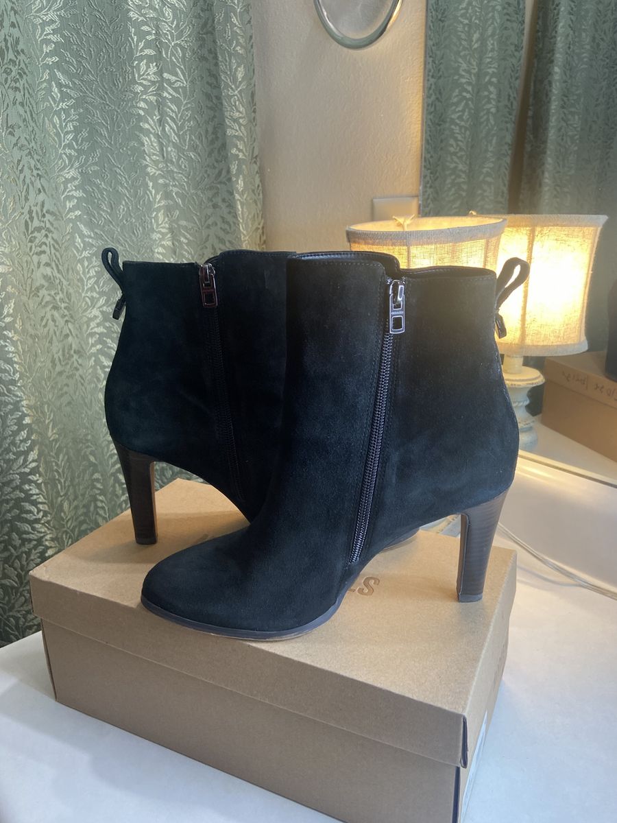 Coach Black Suede High-Heeled Ankle Booties Side 9.