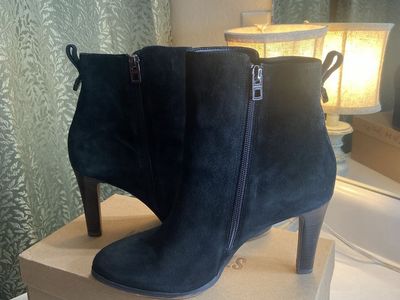 Coach Black Suede High-Heeled Ankle Booties Side 9.