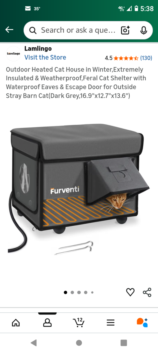 Outdoor Heated Cat House, insulated weatherproof feral cat shelter,