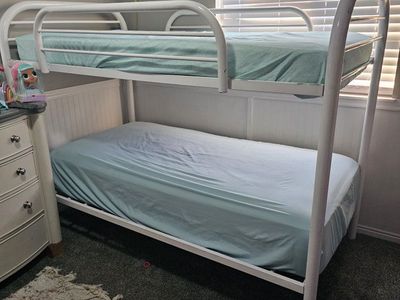 Twin Metal White Bunk Beds