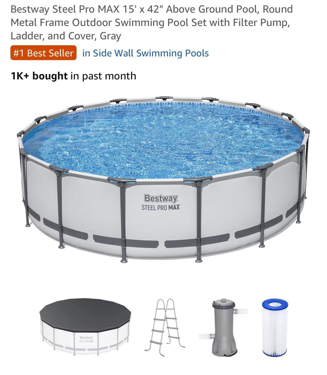 Used only last year. It’s a Bestway Steel Pro MAX 15'x42" Above Ground Pool Set - Filter Pump, Ladder, cordless water vacuum,