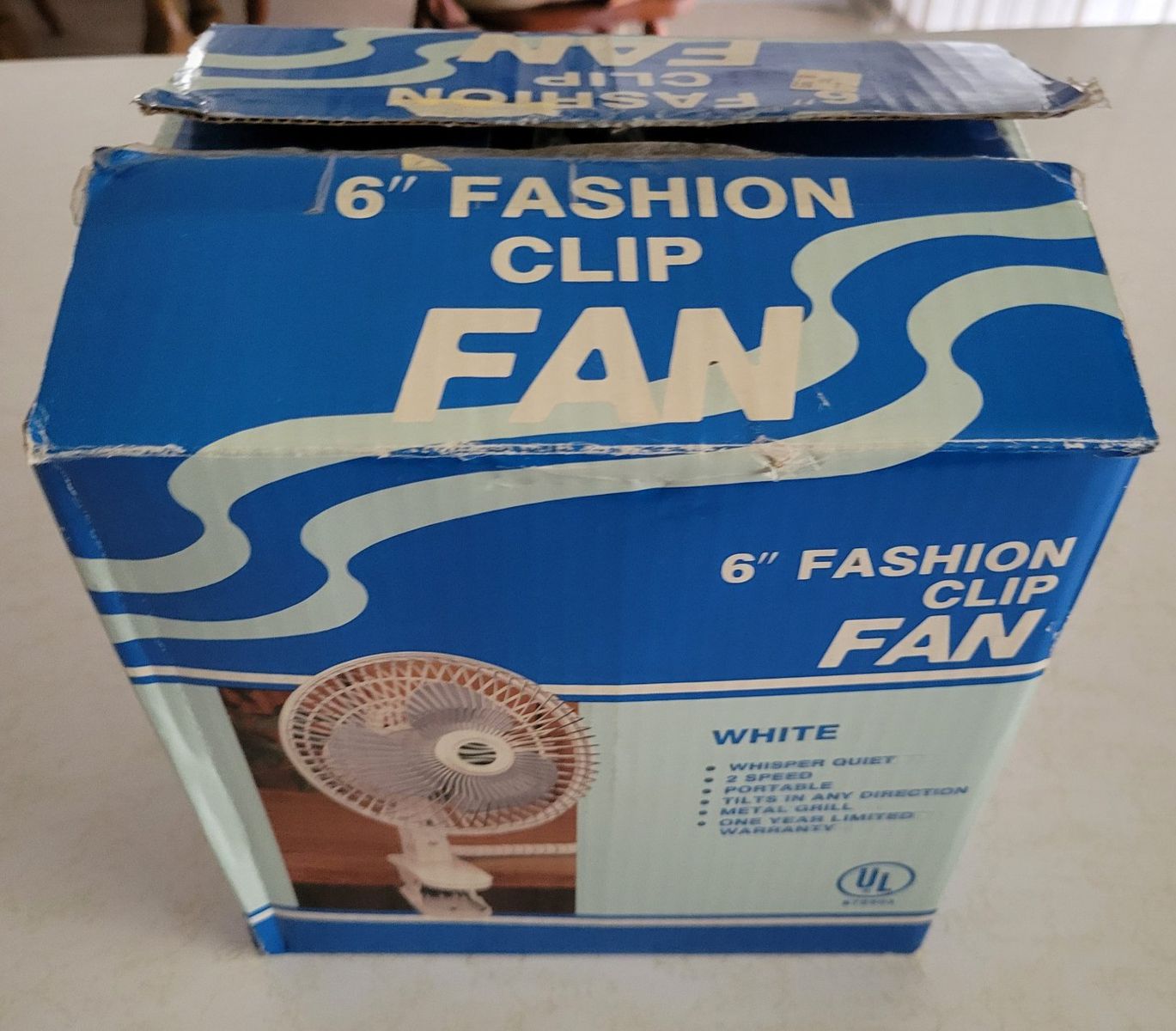 6 Inch Portable White Clip-On Fan - 2-Speed Tilting Head with Box