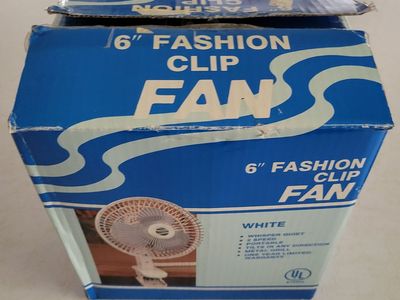6 Inch Portable White Clip-On Fan - 2-Speed Tilting Head with Box