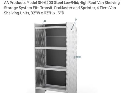 $100 LESS THAN AMAZON! BRAND NEW AA Products SH-6203 4-Tier Steel Shelving Unit For Transit, ProMaster, Sprinter Van