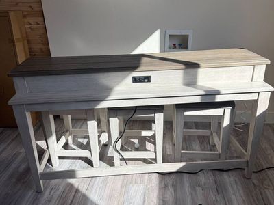 Counter Height Table with 3 Stools & Power Outlet