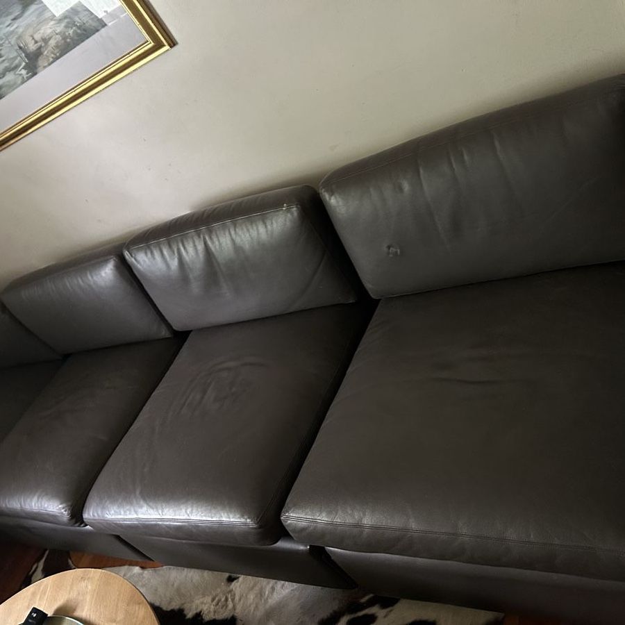 High Quality leather 4 seat sectional couch Gray