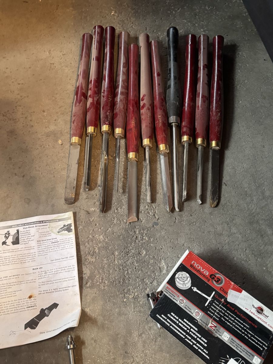 WoodRiver Wood Lathe Chisel Set & Teknatool Nova G3 Woodturning Chuck