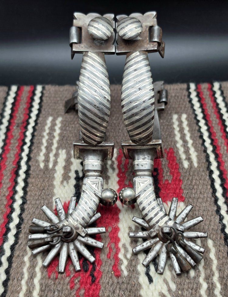 Rare Vintage Les Garcia Spurs With Heavy Sterling Inlay