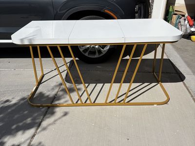 White/Gold Modern Desk