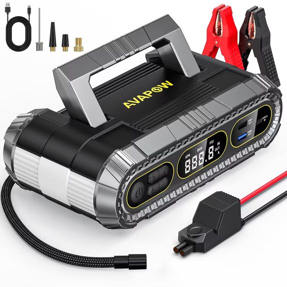 AVAPOW 4000A Jump Starter with 150 PSI Air Compressor - 24000mAh Power Bank & LED Light for Gas & Diesel