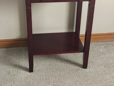 Wooden End Table / Nightstand with Drawer and Shelf - Dark Cherry Finish