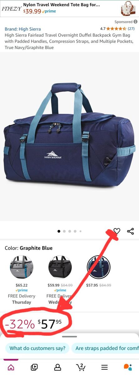 High Sierra Fairlead Travel Overnight Duffel Backp