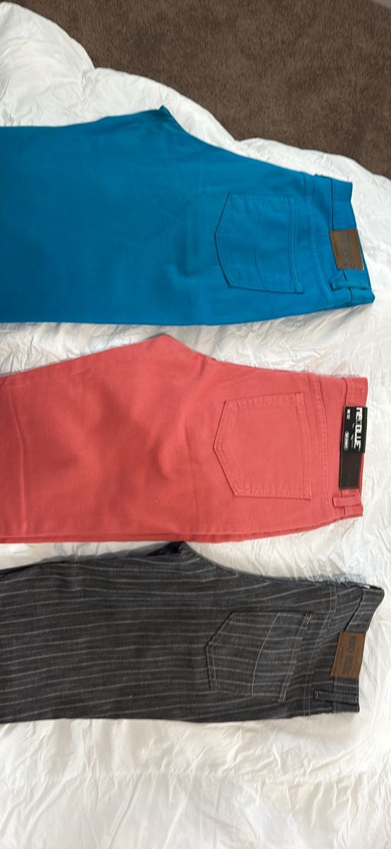 Neo Blue Men's Skinny Jeans Size W32 - Coral, Turquoise, Pinstripe