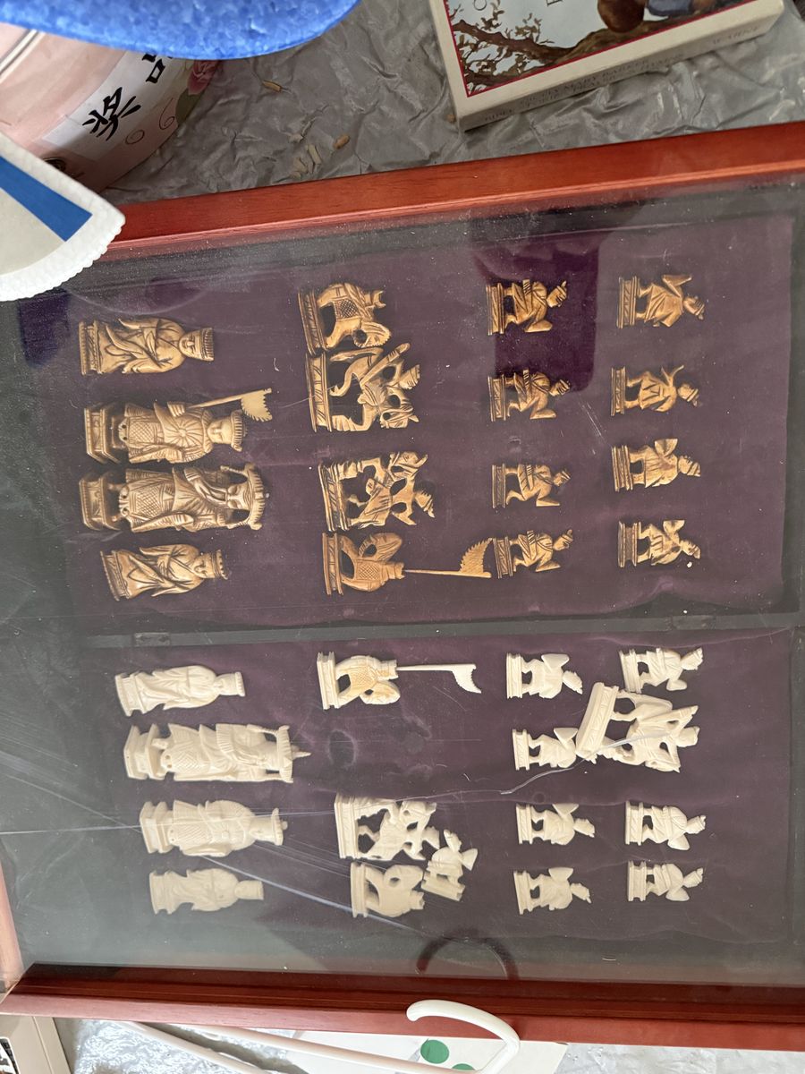 Hand Carved Chess Piece Display Wall Art