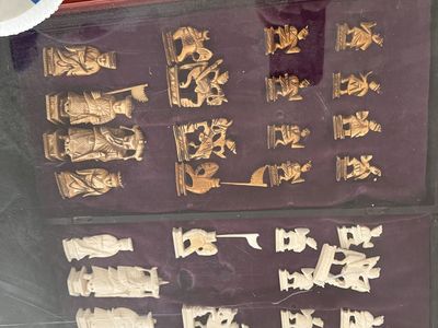 Hand Carved Chess Piece Display Wall Art