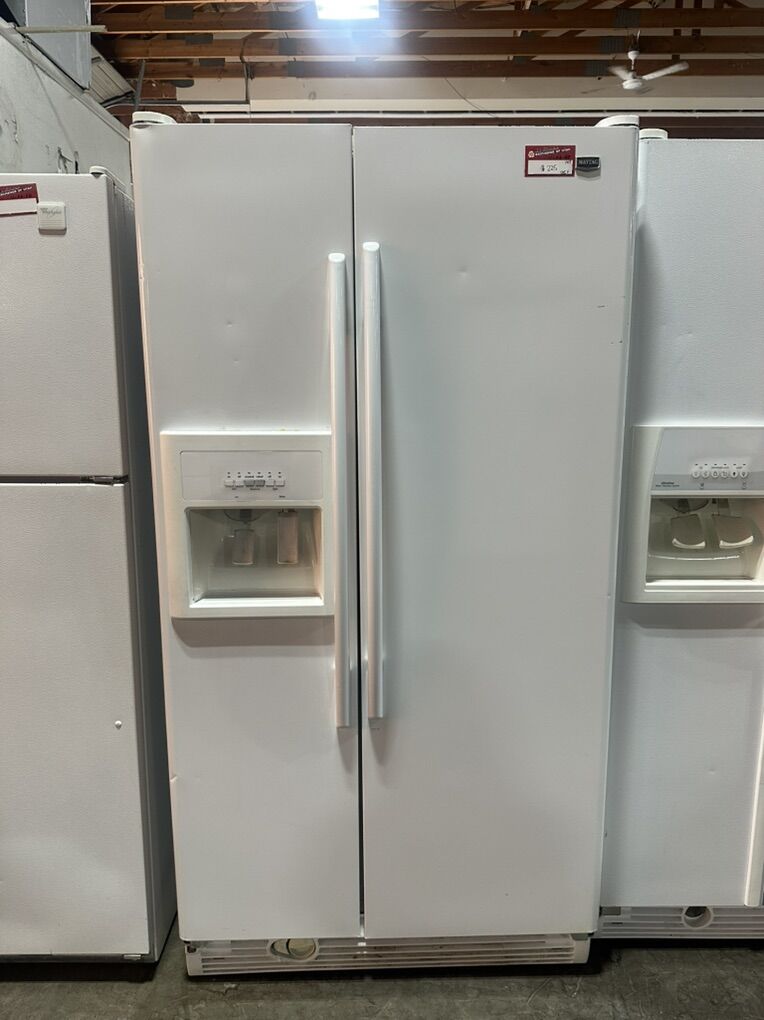 GOOD CONDITION MAYTAG WHITE SIDE BY SIDE FRIDGE