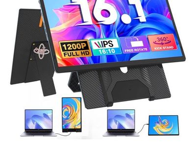 Sitrunda 16.1" Portable Monitor, 1200P Full HD IPS Display, Detachable Laptop Screen Extender