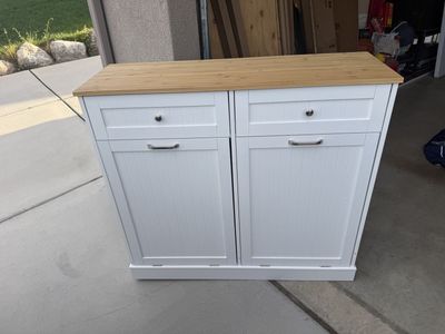 NEW 20 Gallon White double tilt trash cabinets