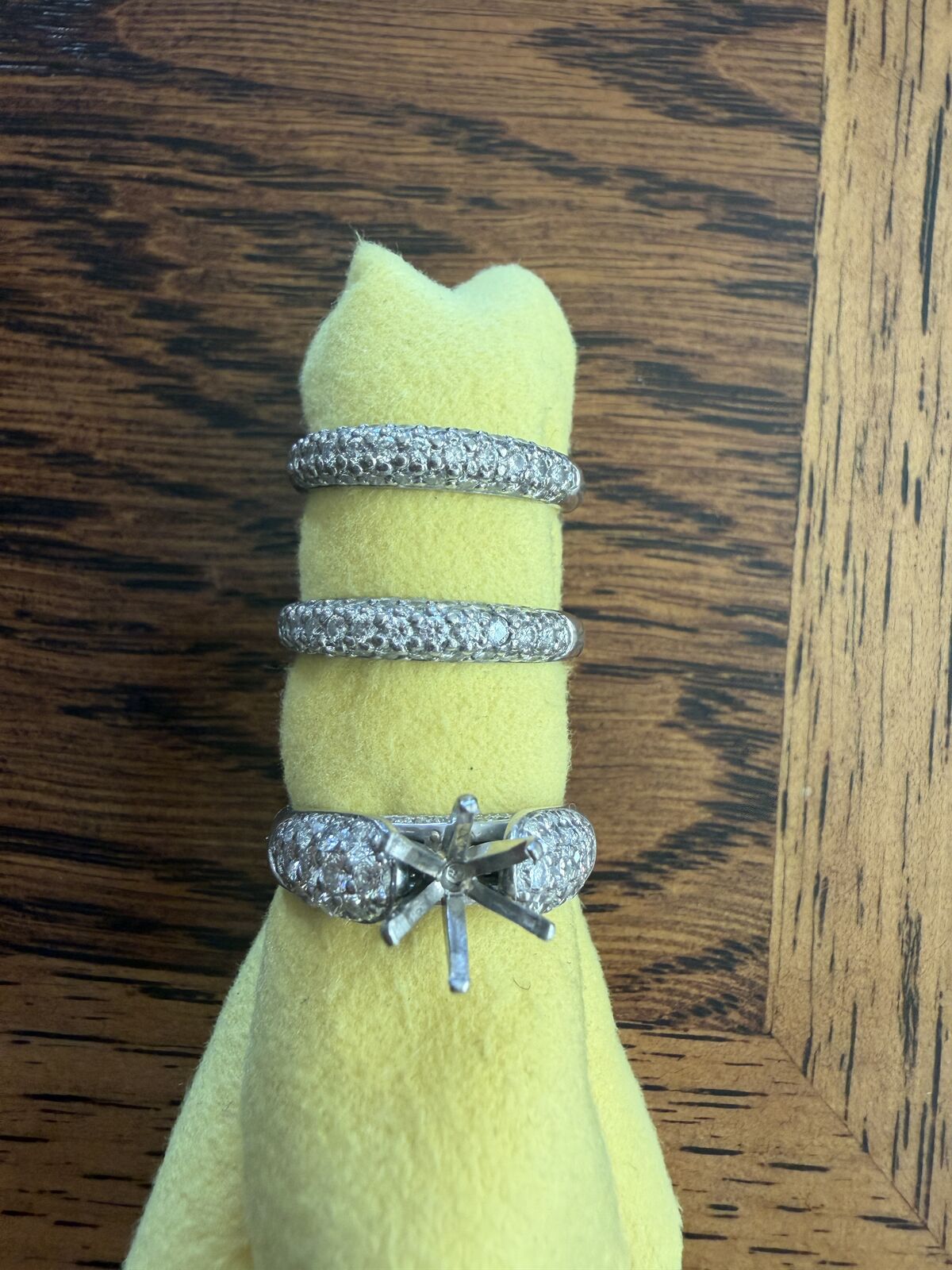 Platinum Pave Wedding Ring and two platinum pave bands