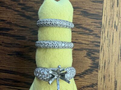 Platinum Pave Wedding Ring and two platinum pave bands