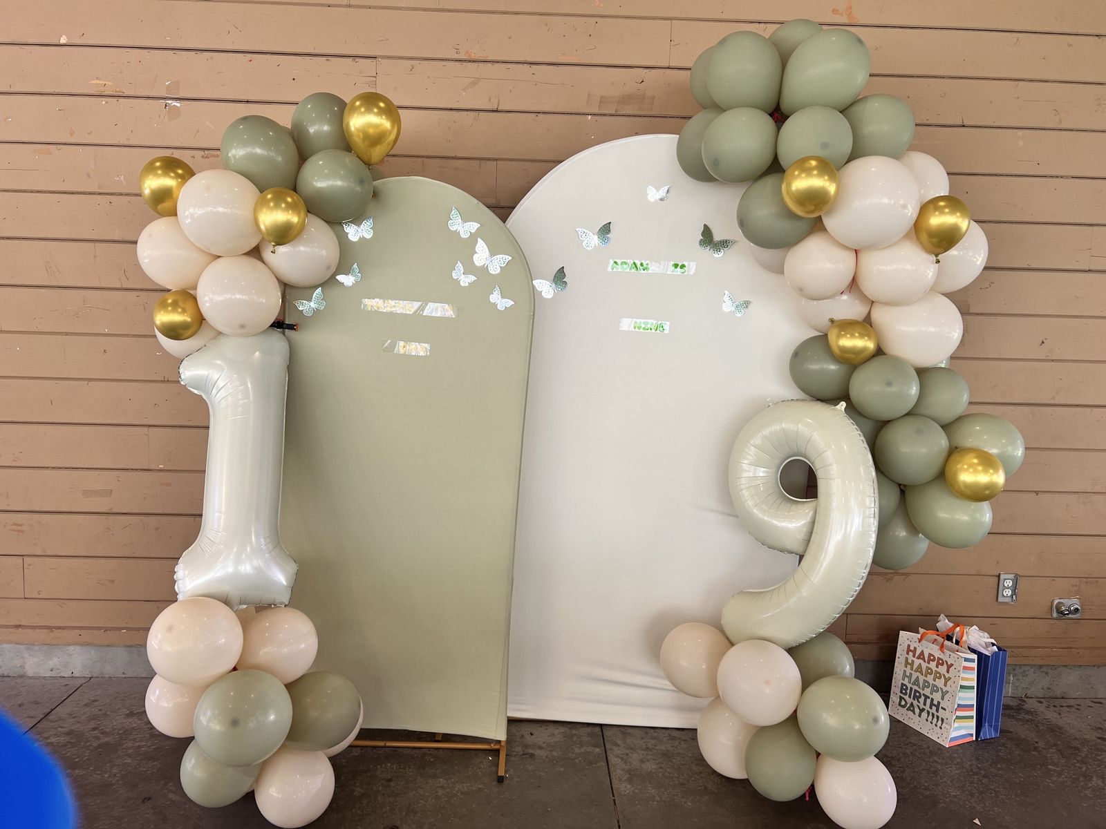 Rent /Wedding Arch Set of 2, Gold with Ivory Cover and Sage Green Cover