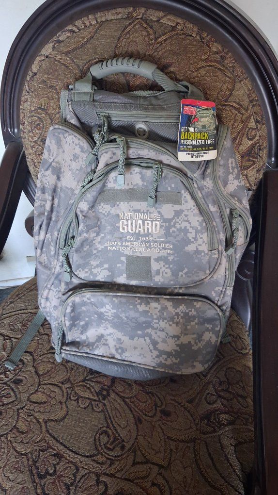 National Guard Digital Camo Backpack Rucksack with Multiple Pockets and Padded Straps - New with Tags